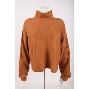 Topshop Womans Sweater Size US 14 EUR46 Pumpkin Orange High Neck Ribbed NWT